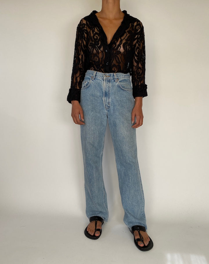 VINTAGE BLACK LACED BLOUSE 2282