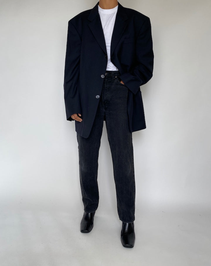 VINTAGE STRIPED DONNA KAREN BLAZER 1807