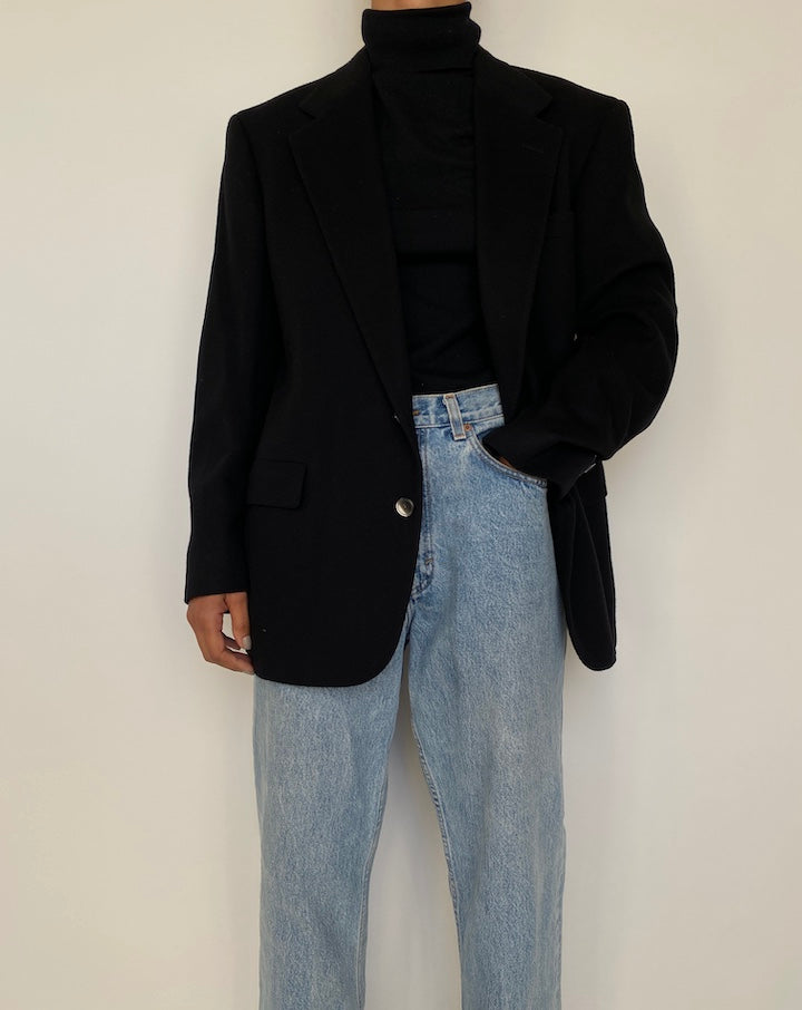 VINTAGE BLACK SINGLE BREASTED BLAZER 1852