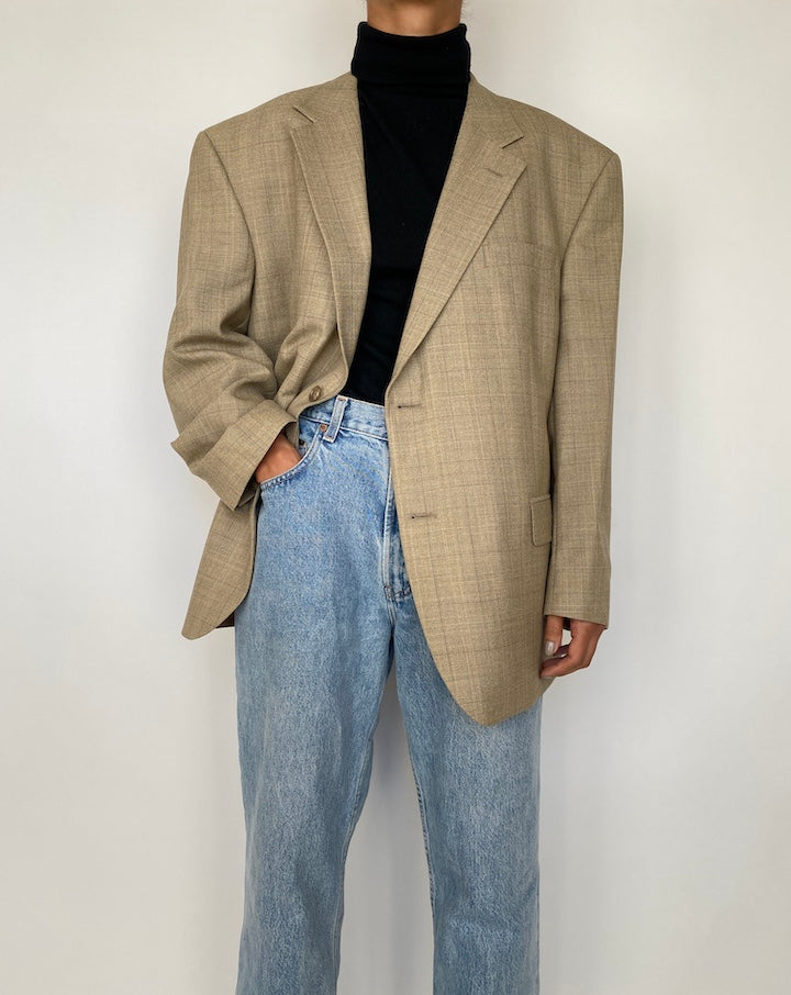 VINTAGE BEIGE CHECKED BLAZER 1870