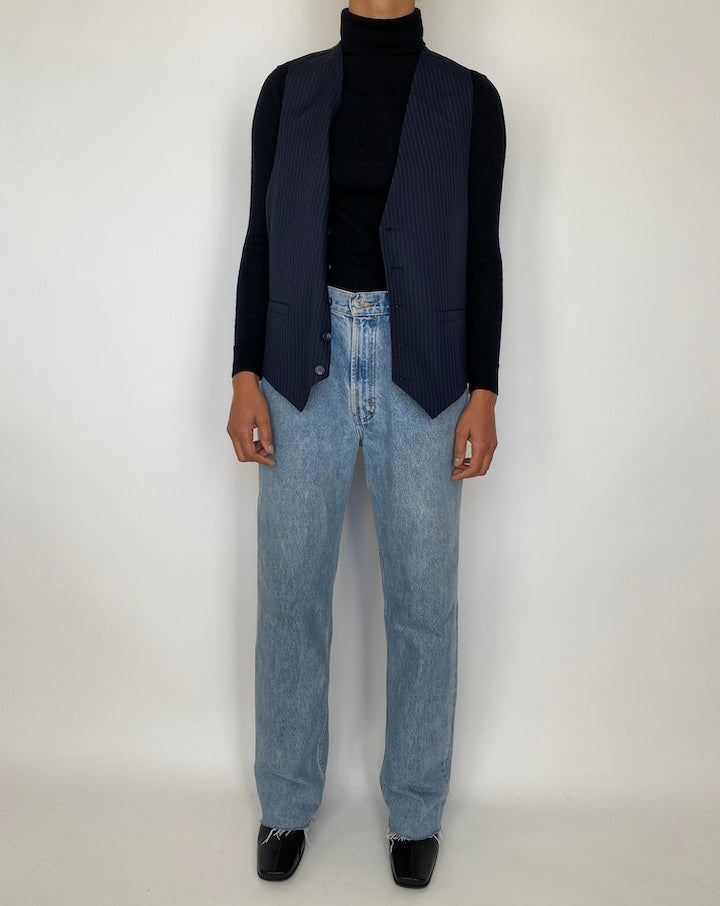 VINTAGE NAVY PINSTRIPED VEST