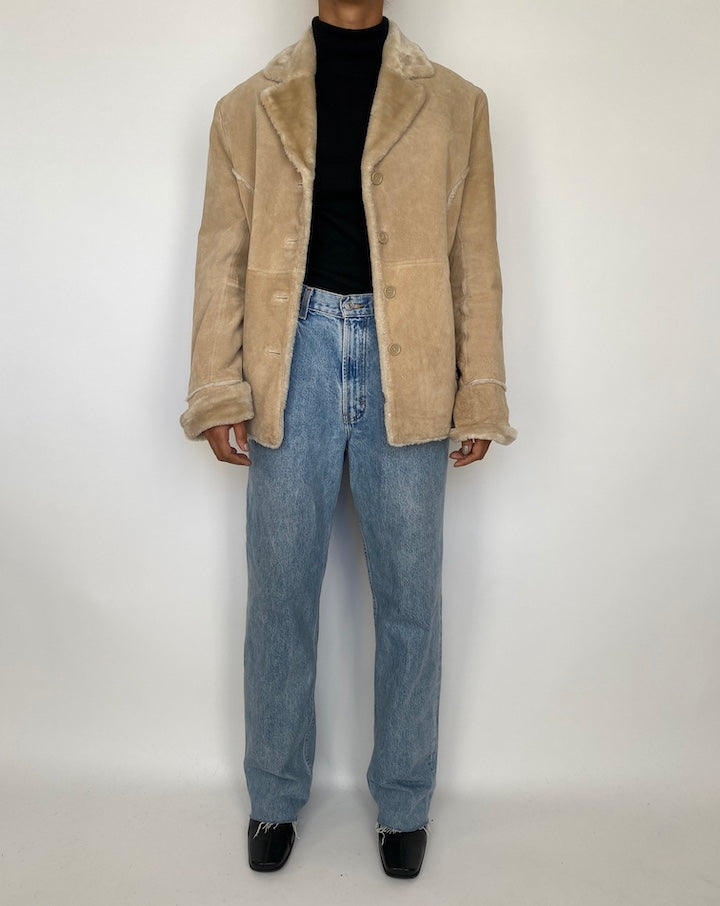 VINTAGE BEIGE SUEDE LEATHER JACKET 1877