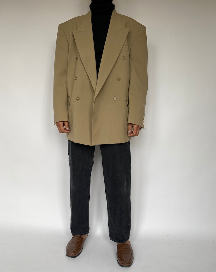 VINTAGE BEIGE DOUBLE BREASTED BLAZER 1947