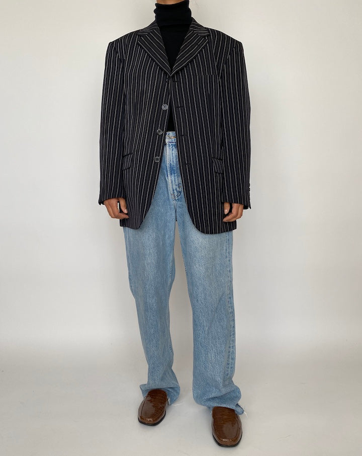 VINTAGE BLACK BLAZER WITH WHITE STRIPES 2089
