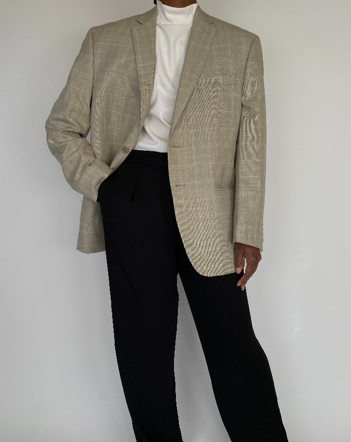 VINTAGE BEIGE CHECKED BLAZER 2133