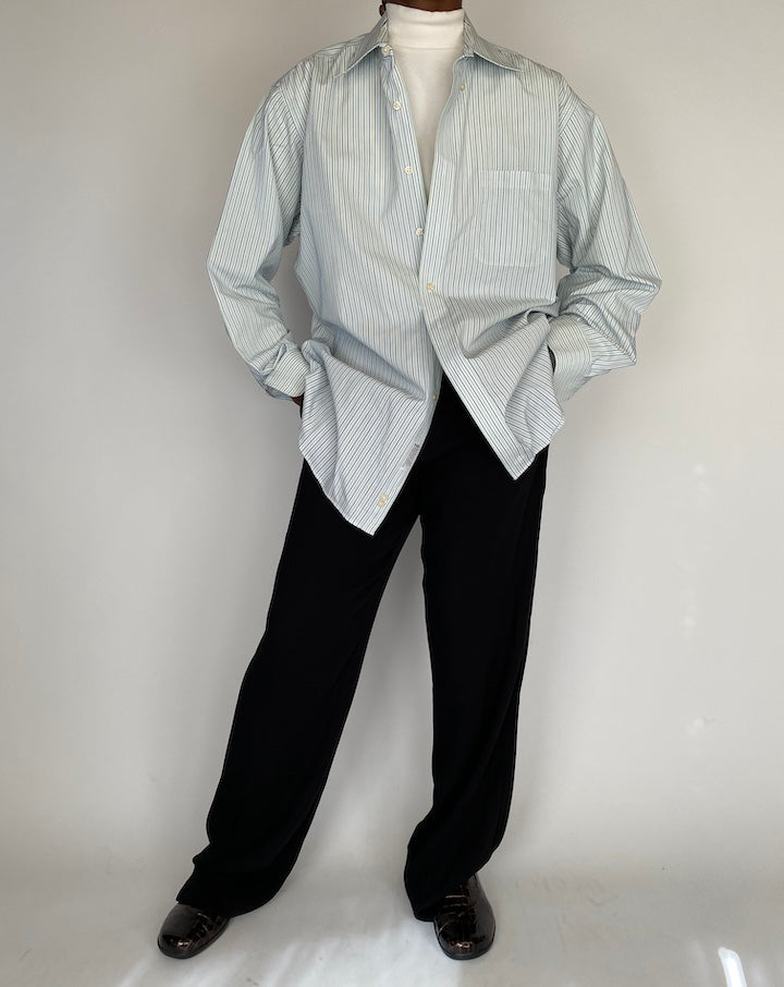 VINTAGE WHITE BLUE AND GREEN SHIRT 2140