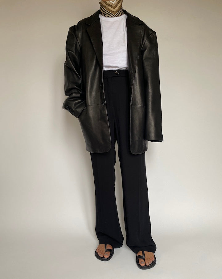VINTAGE OVERSIZED BLACK LEATHER JACKET 2144