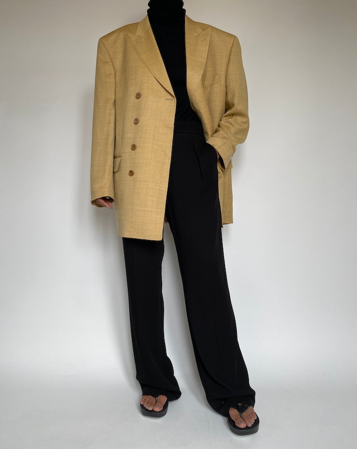 VINTAGE BEIGE SINGLE BREASTED WOOL BLAZER 2208