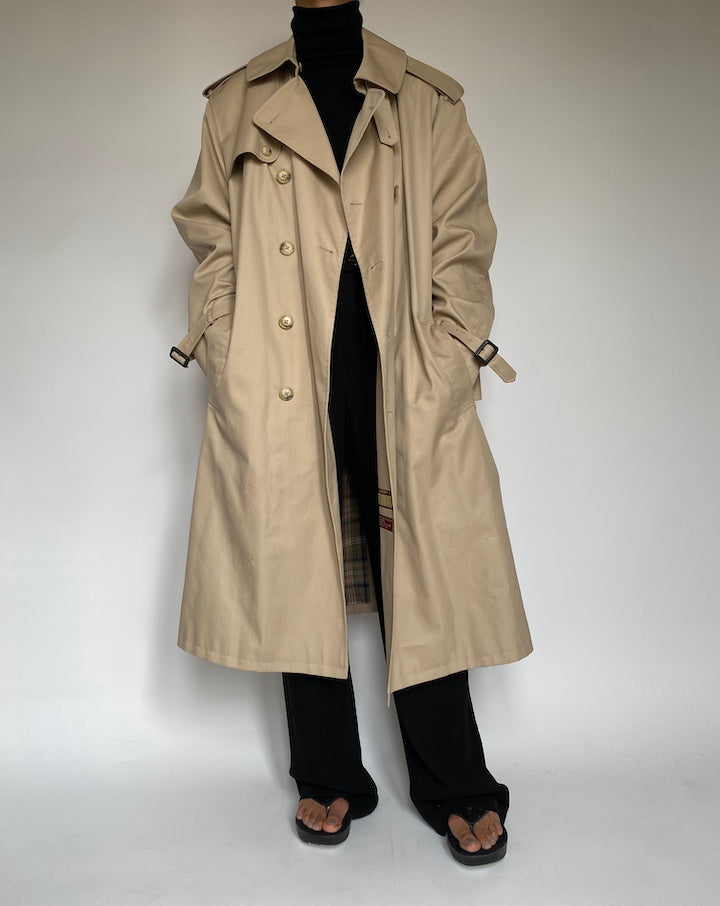 VINTAGE OVERSIZED LONG BEIGE TRENCH COAT 2213