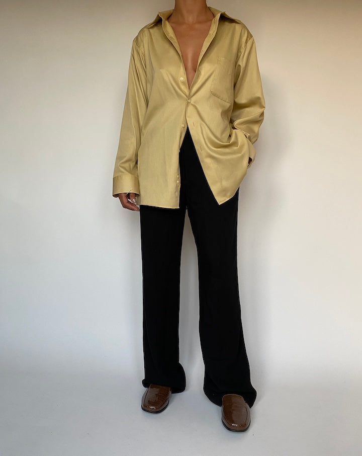 VINTAGE OVERSIZED BEIGE BUTTON DOWN SHIRT 2384