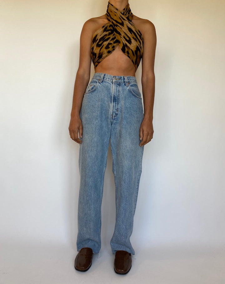 VINTAGE ANIMAL PRINTED SCARF TOP 1669