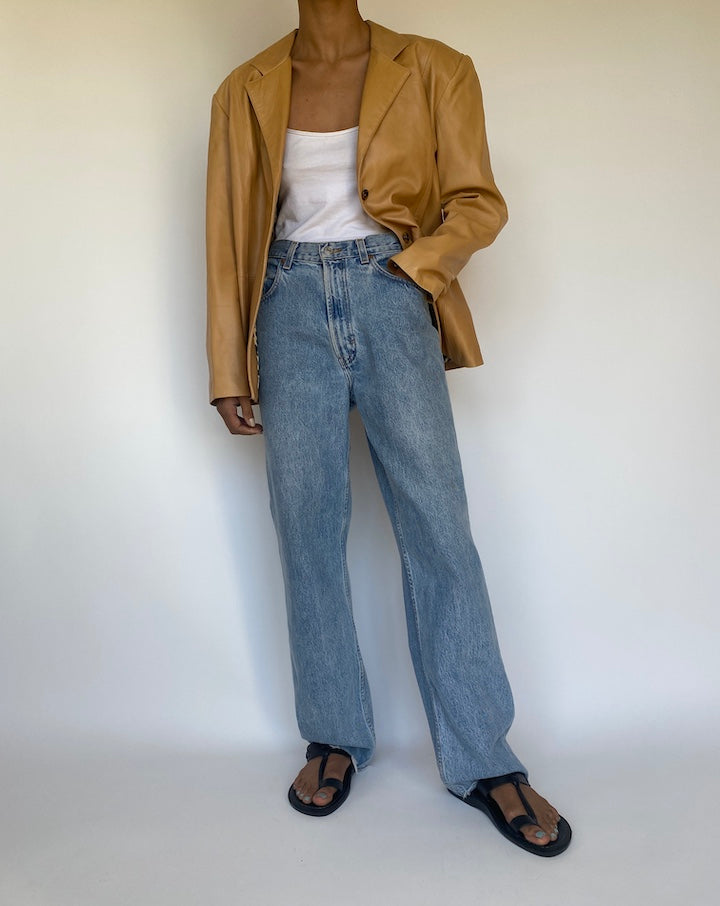 VINTAGE BEIGE LEATHER JACKET 3187