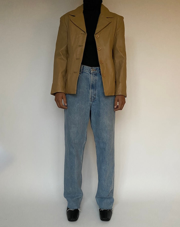 VINTAGE BEIGE LEATHER JACKET 1586
