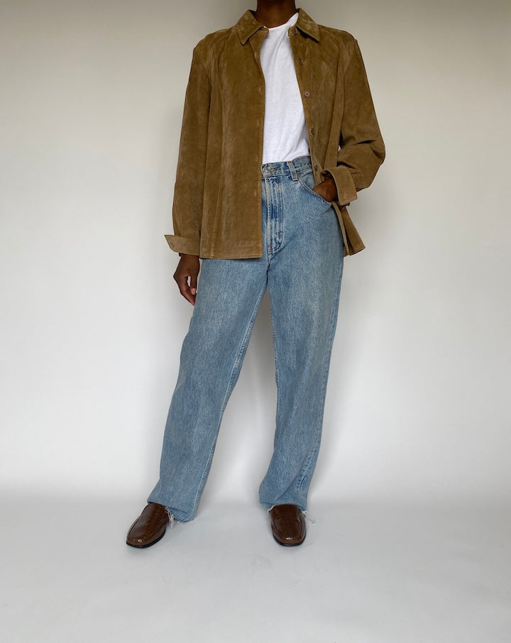 VINTAGE BEIGE SUEDE LEATHER JACKET 3840
