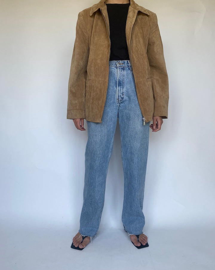 VINTAGE BEIGE SUEDE LEATHER JACKET 3417