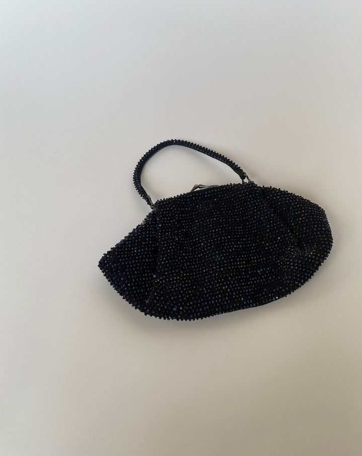 VINTAGE BLACK BEADED SMALL PURSE