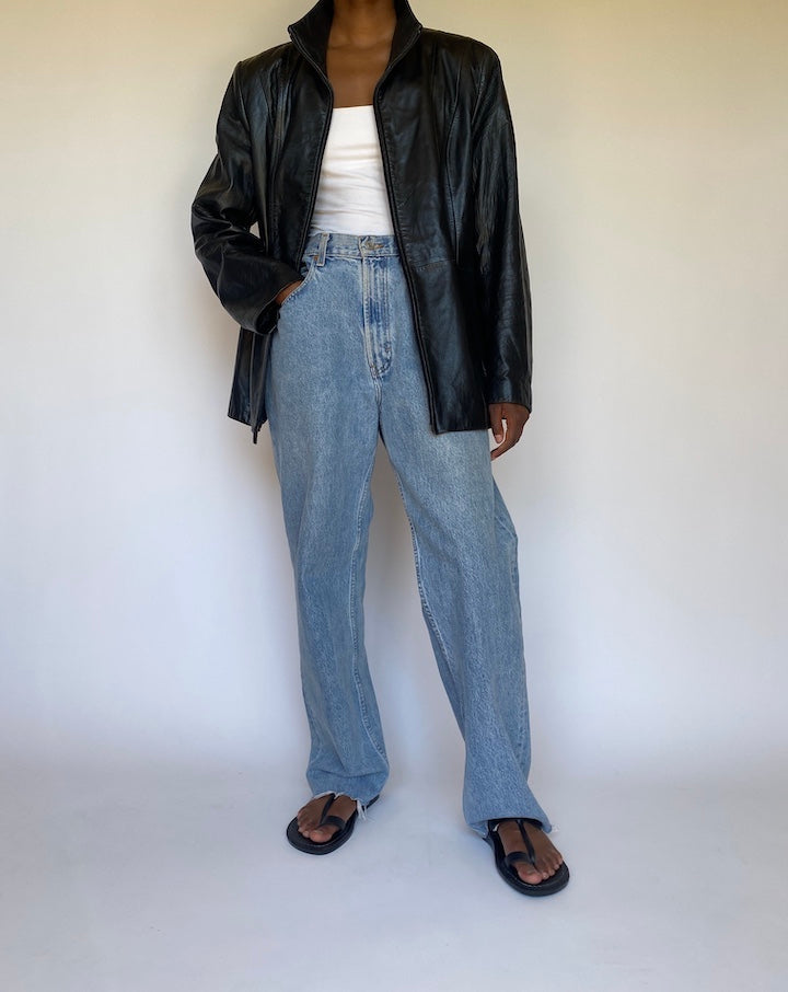 VINTAGE BLACK LEATHER JACKET 3691