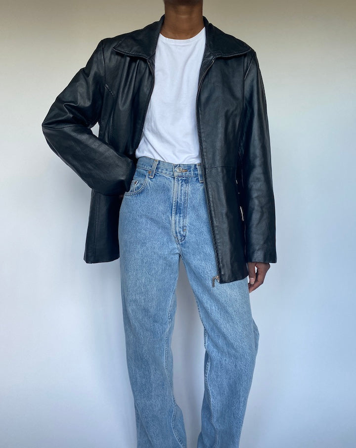 VINTAGE BLACK LEATHER JACKET 3502