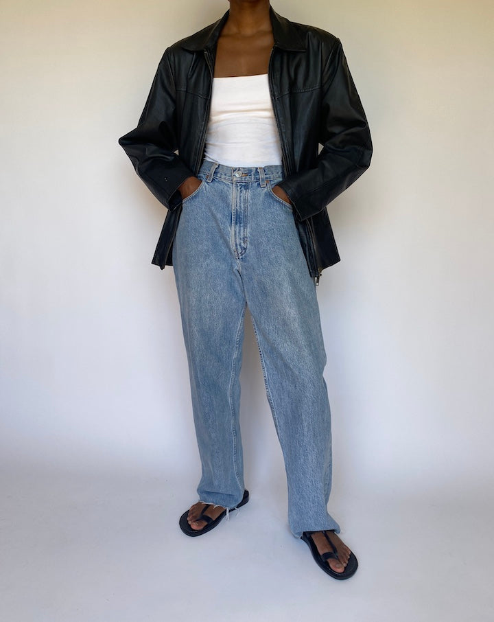 VINTAGE BLACK LEATHER JACKET 3687