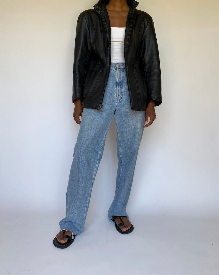 VINTAGE BLACK LEATHER JACKET 3698