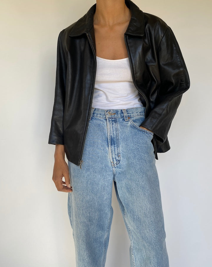 VINTAGE BLACK LEATHER JACKET 3224