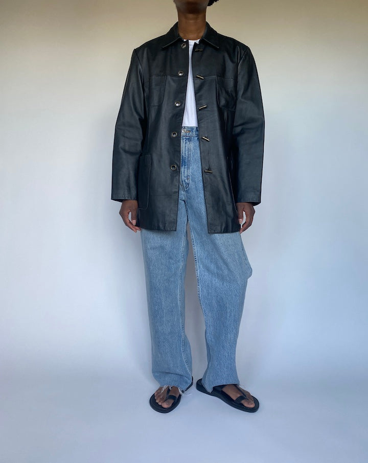 VINTAGE BLACK LEATHER JACKET 3508