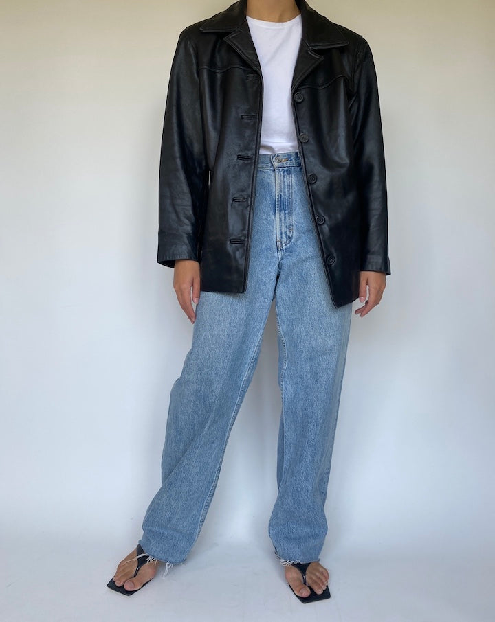 VINTAGE BLACK LEATHER JACKET 3371