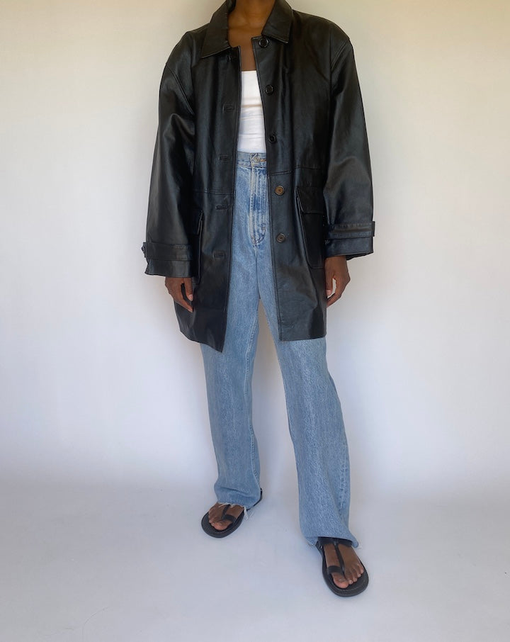 VINTAGE BLACK LEATHER JACKET 3696