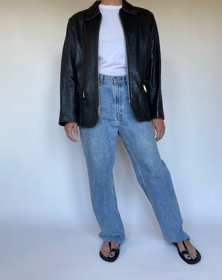 VINTAGE BLACK LEATHER JACKET 3088