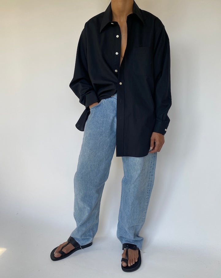VINTAGE BLACK LONG SLEEVE BUTTON DOWN SHIRT 3332