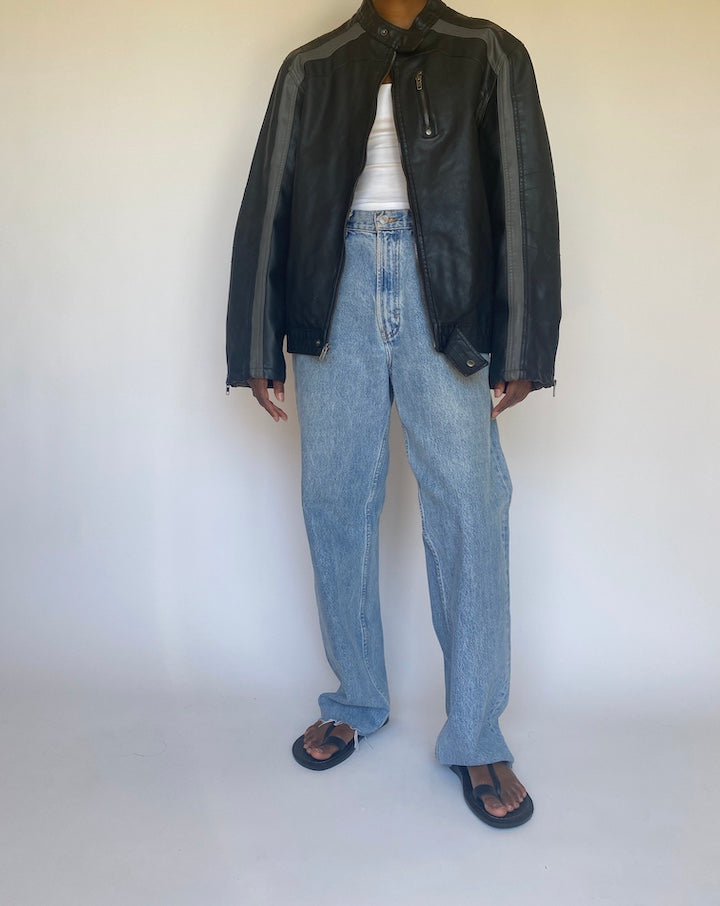 VINTAGE BLACK MOTO LEATHER JACKET 3705