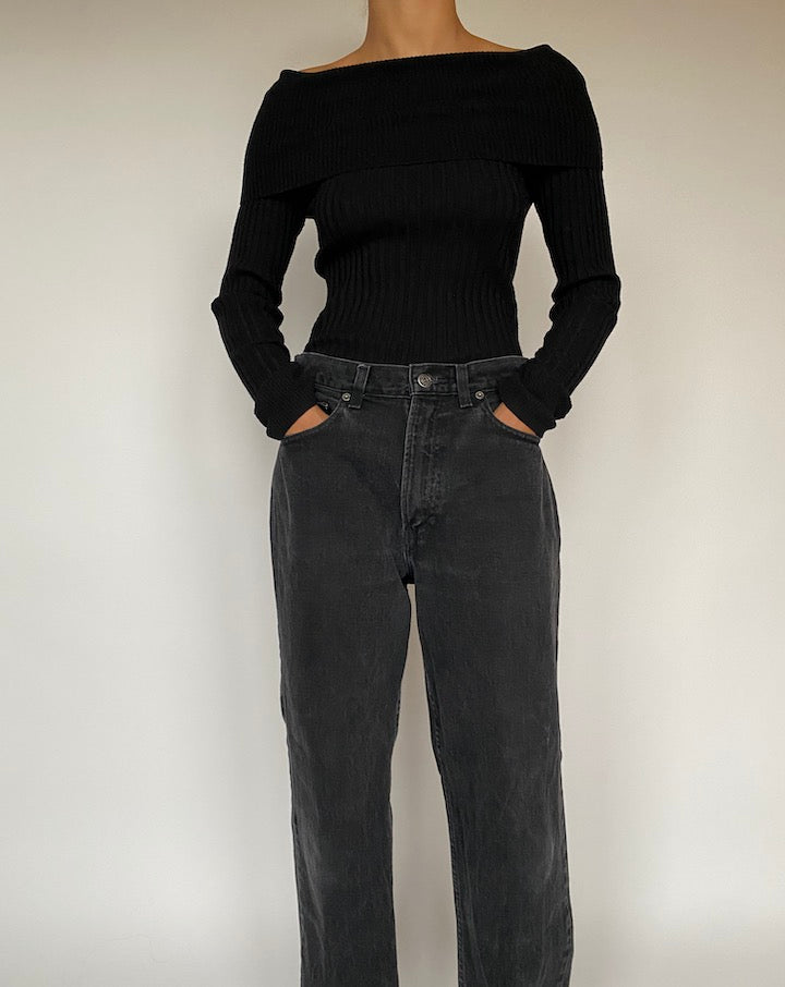 VINTAGE BLACK OVER THE SHOULDER KNIT 1614