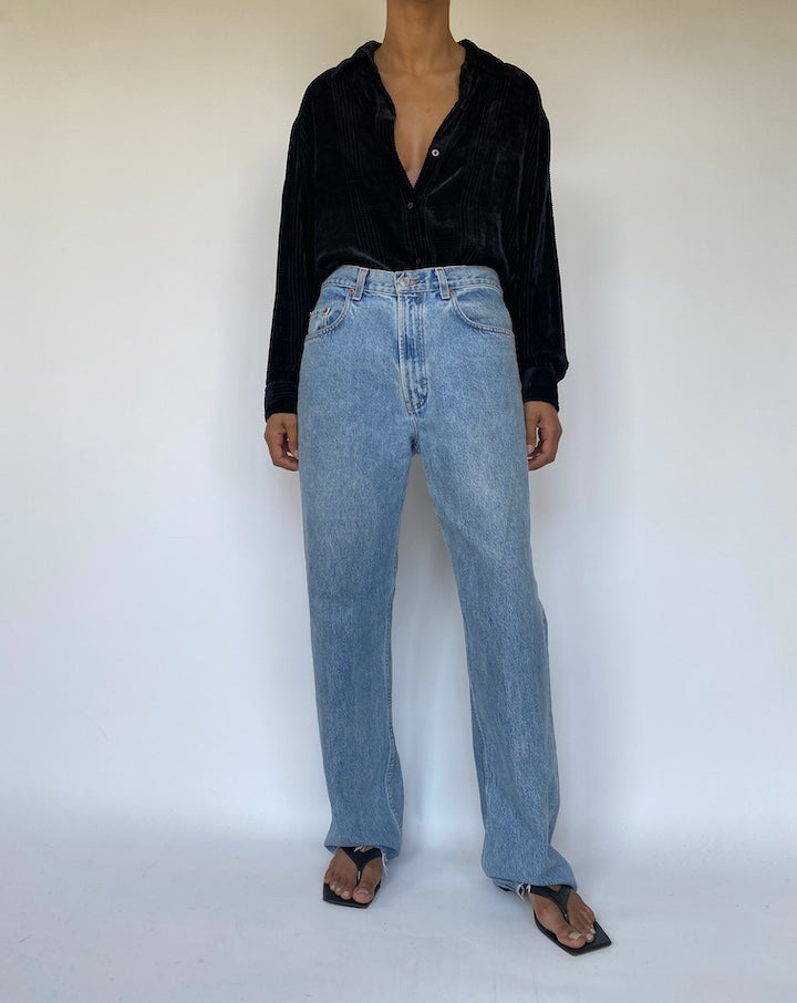 VINTAGE BLACK RALPH LAUREN VELVET BLOUSE 3314