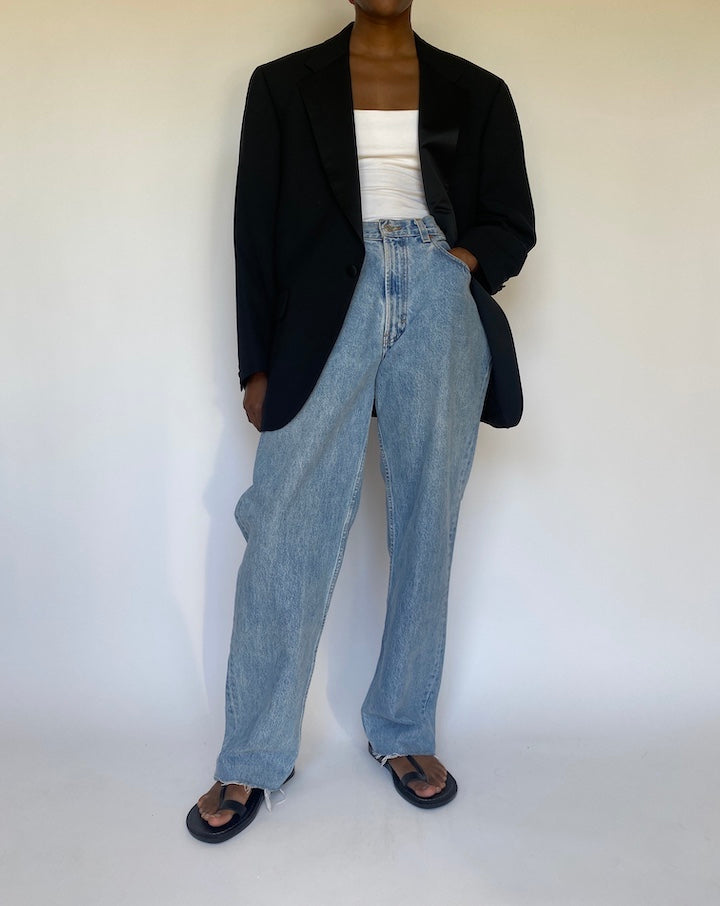 VINTAGE BLACK RALPH LAUREN WOOL BLAZER 3721