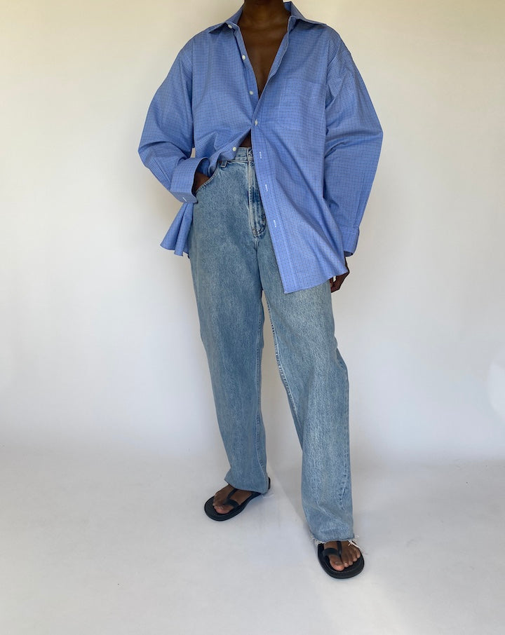 VINTAGE BLUE CHECKED RALPH LAUREN SHIRT 3768