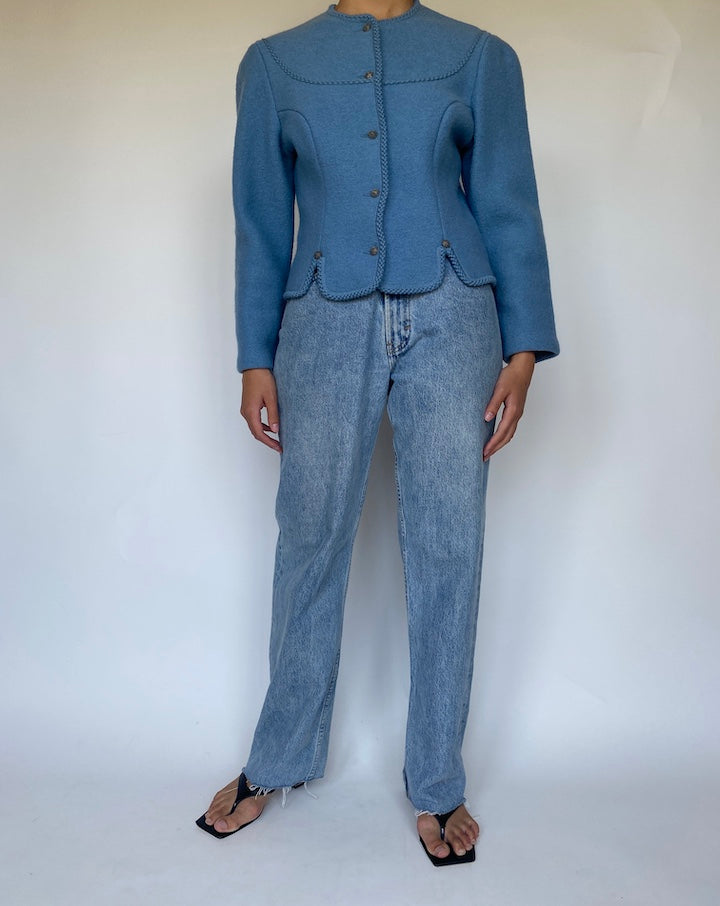 VINTAGE BLUE WOOL CARDIGAN 3401