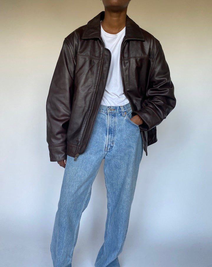 VINTAGE BROWN LEATHER JACKET 3622