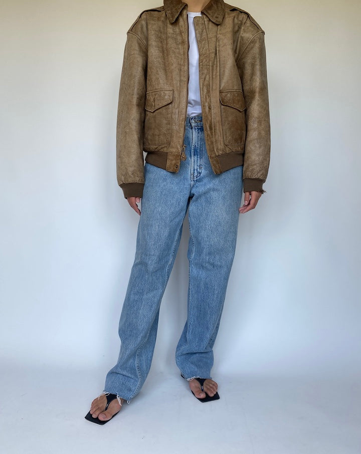 VINTAGE BROWN LEATHER JACKET 3358