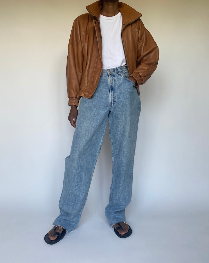 VINTAGE BROWN LEATHER JACKET 3665