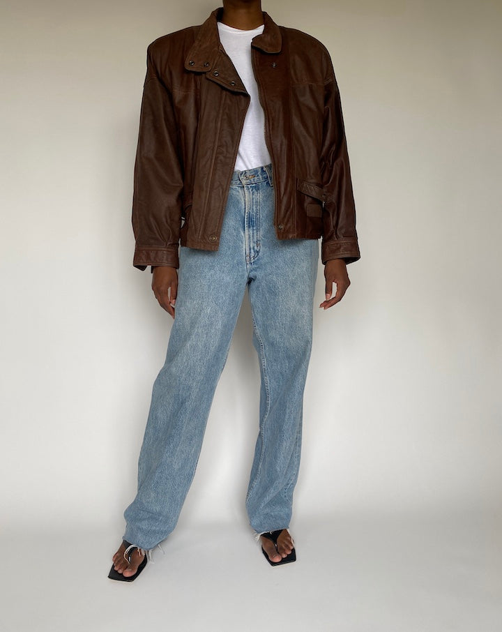 VINTAGE BROWN LEATHER JACKET 3811