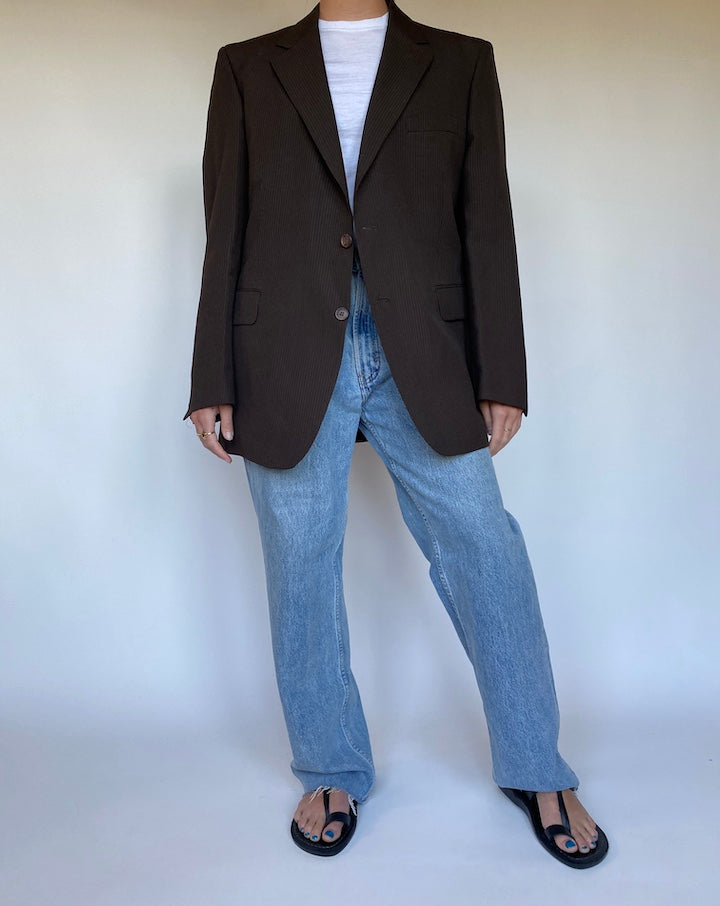 VINTAGE BROWN PINSTRIPED BLAZER 3086