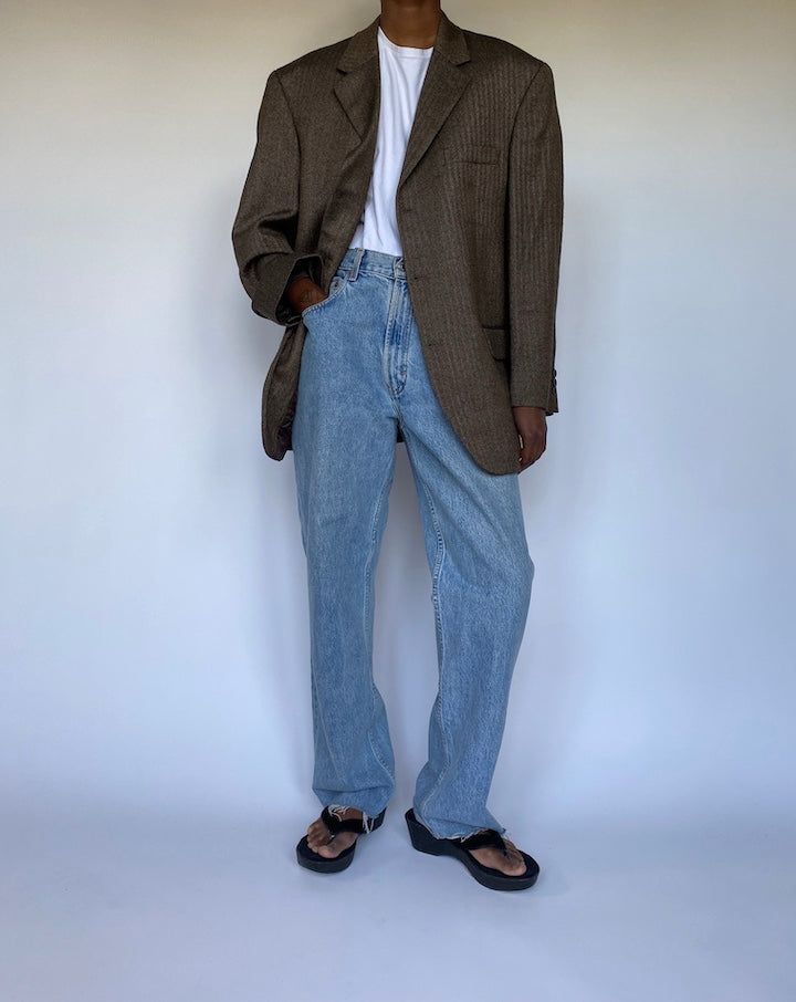 VINTAGE BROWN SINGLE BREASTED BLAZER 3527