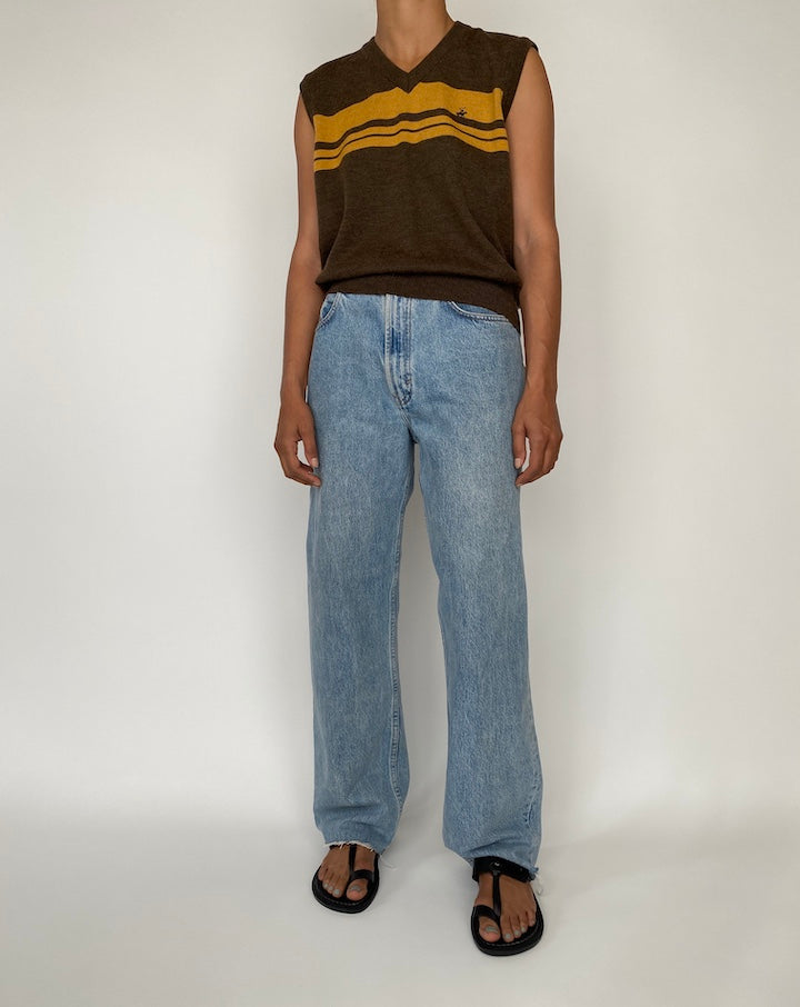 VINTAGE BROWN STRIPED VEST 2703