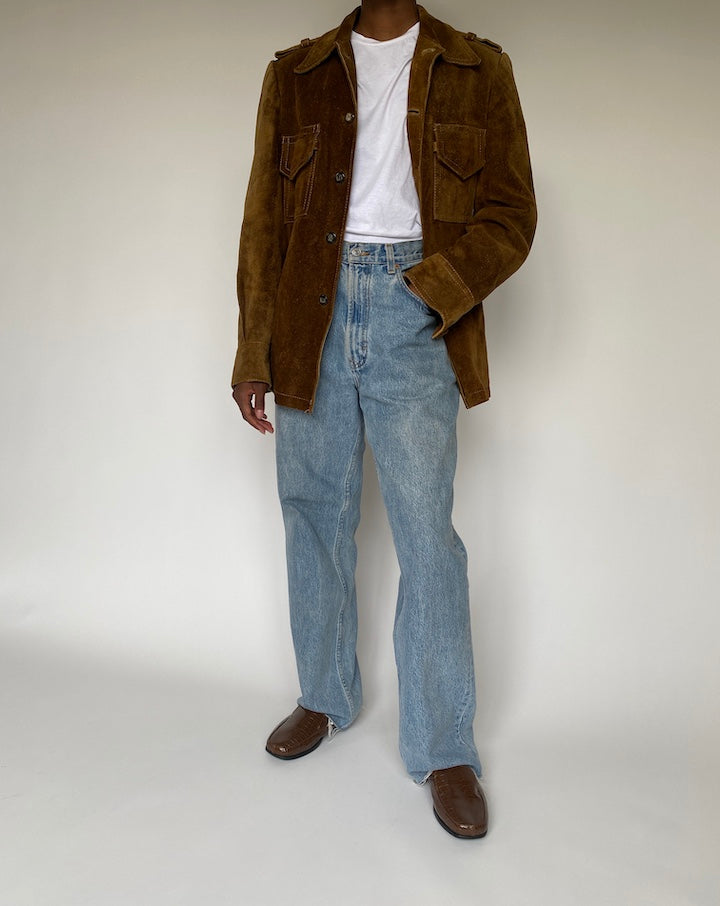 VINTAGE BROWN SUEDE LEATHER JACKET 3839
