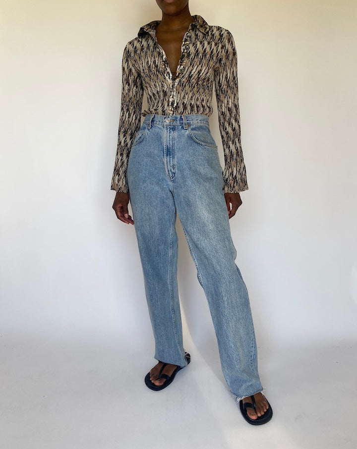 VINTAGE BUTTON DOWN LONG SLEEVE BLOUSE 3749