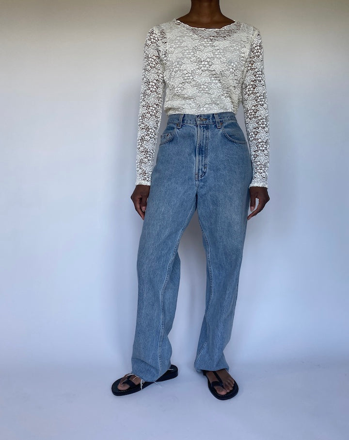 VINTAGE CREAM LACE TOP 3543