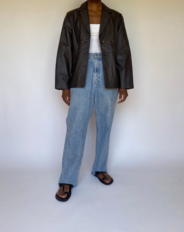 VINTAGE DARK BROWN LEATHER JACKET 3684