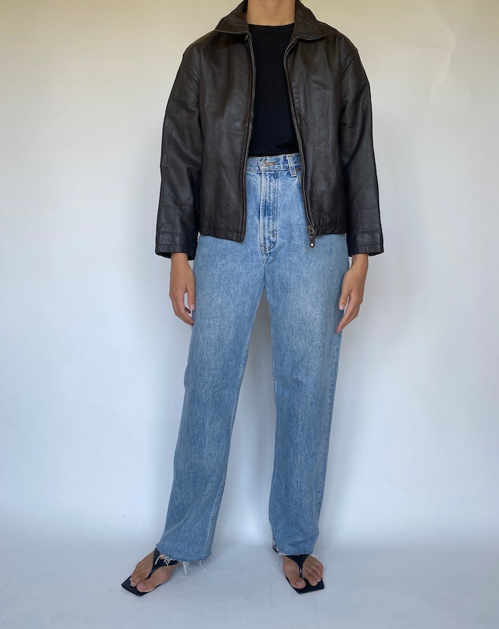 VINTAGE DARK BROWN LEATHER JACKET 3413