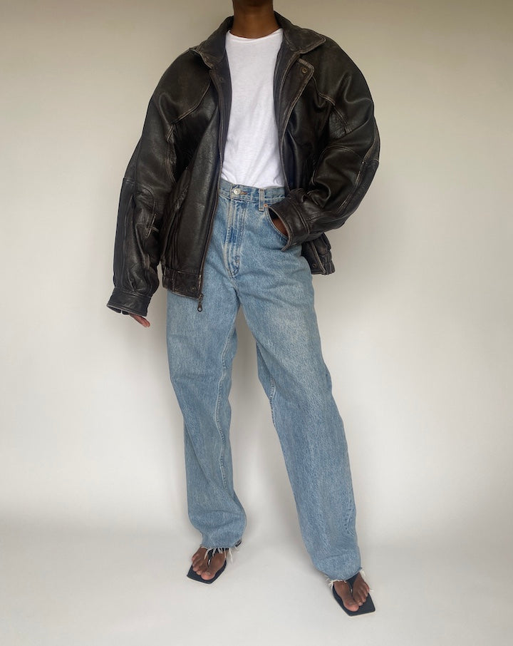 VINTAGE DARK BROWN LEATHER JACKET 3826