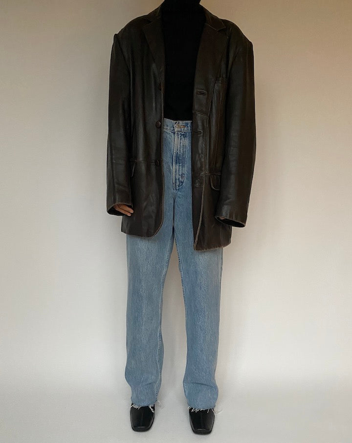 VINTAGE DARK BROWN LEATHER JACKET 1592